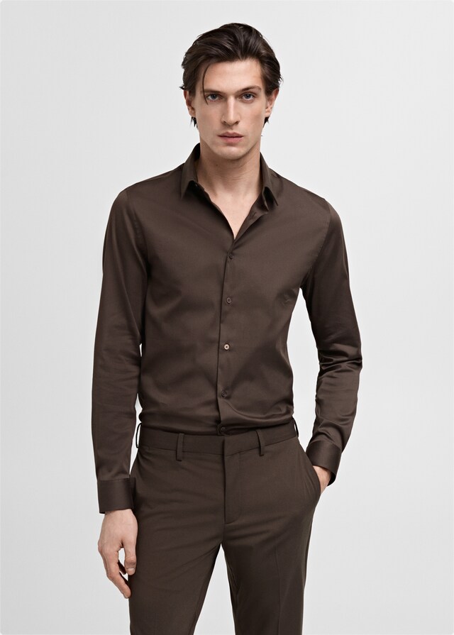 Mango Super Slim Fit-Anzugshemd aus Baumwoll-Stretch Preisnachlass