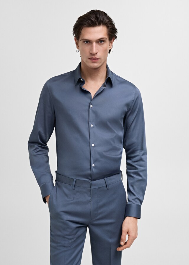 Mango Super Slim Fit-Anzugshemd aus Baumwoll-Stretch