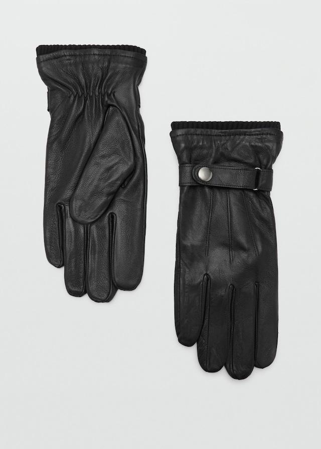 Mango Handschuhe aus 100 % Leder mit verstellbarem Riemen und Knöpfen Neueste Stile