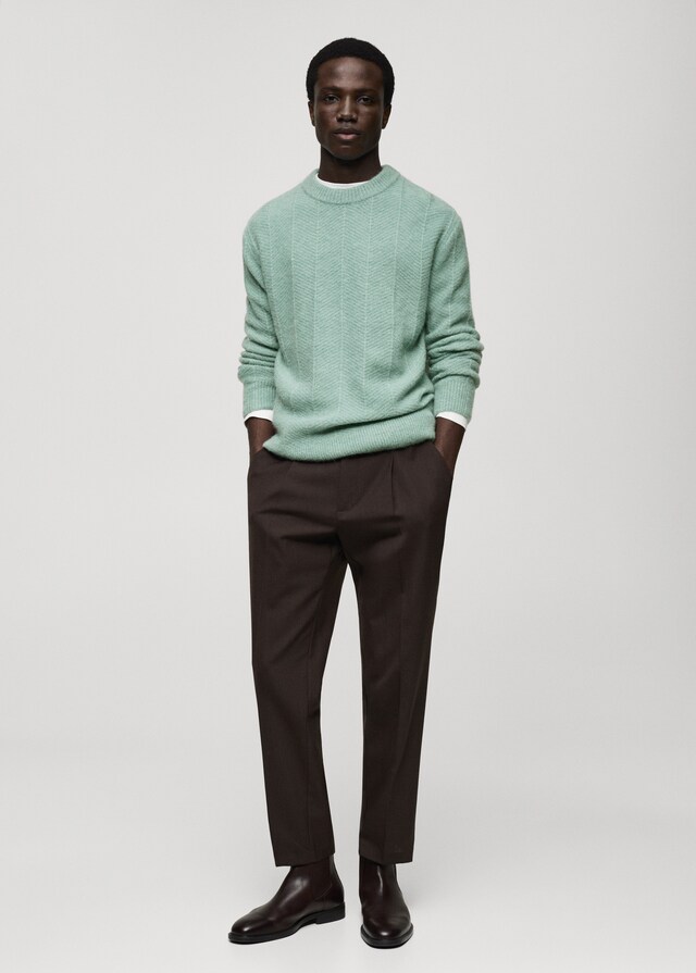 Mango Strukturierter Strickpullover Flash Sale
