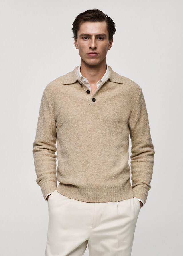 Mango Strick-Poloshirt mit Mini-Bouclé Begrenztes Angebot