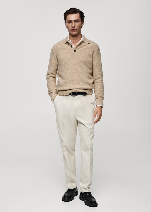 Mango Strick-Poloshirt mit Mini-Bouclé Begrenztes Angebot
