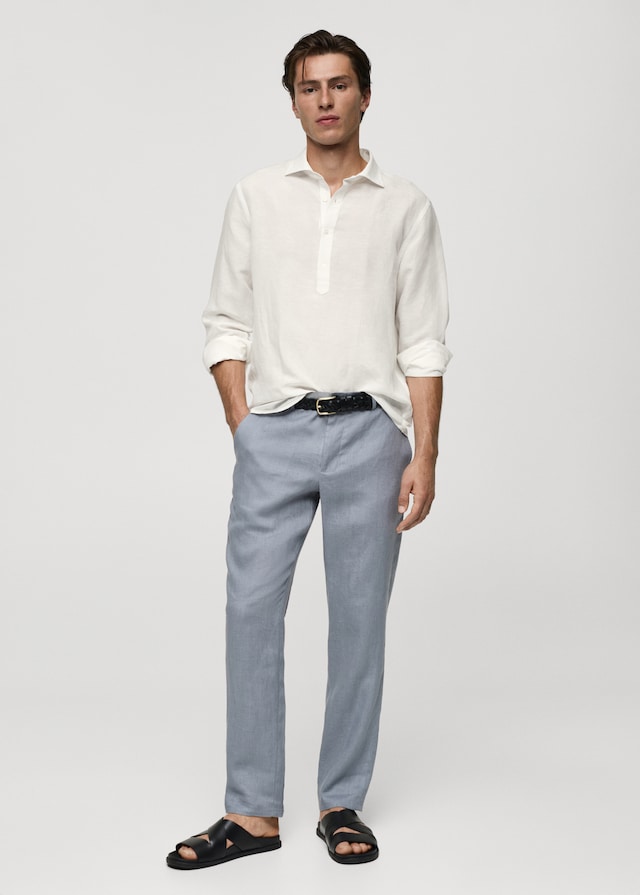Mango Relaxed-Fit-Hemd aus Leinen mit Tencel Heißer Verkauf