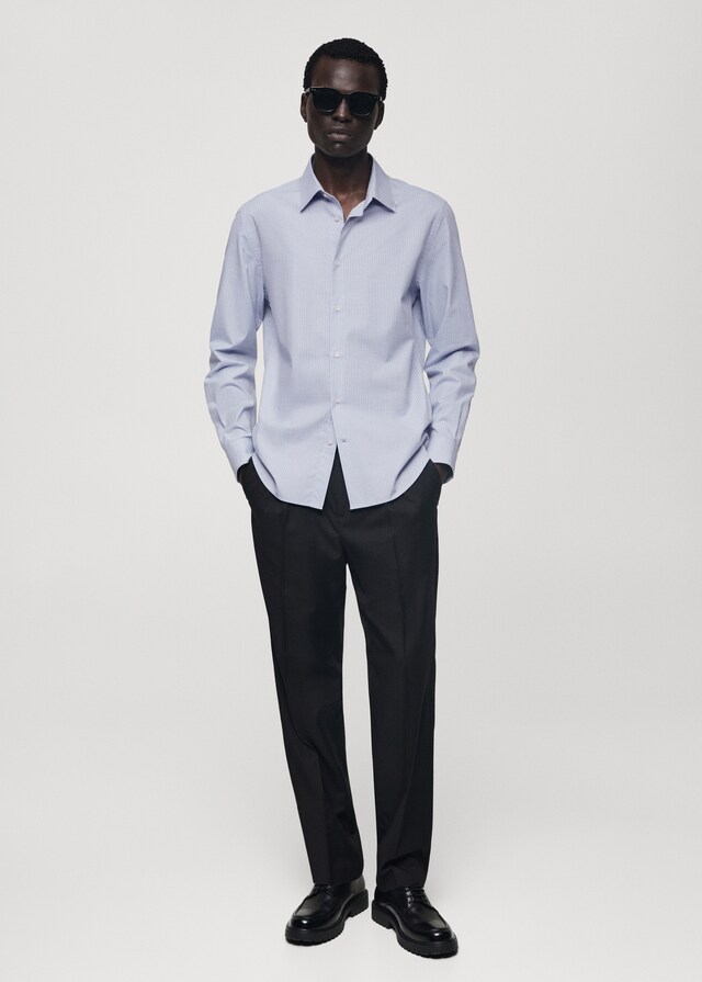 Mango Slim Fit-Baumwollhemd mit Nadelstreifenmuster Online Outlet