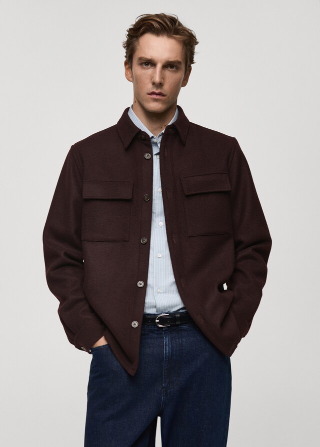 Mango Wollflanell-Overshirt mit Taschen Neueste Stile
