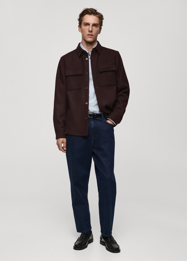 Mango Wollflanell-Overshirt mit Taschen Neueste Stile
