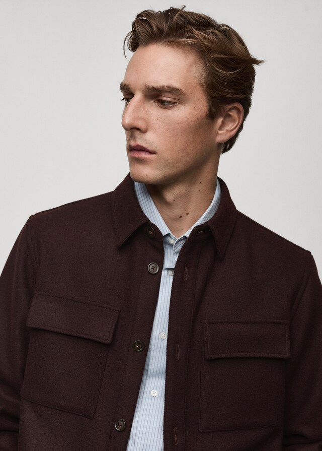 Mango Wollflanell-Overshirt mit Taschen Neueste Stile