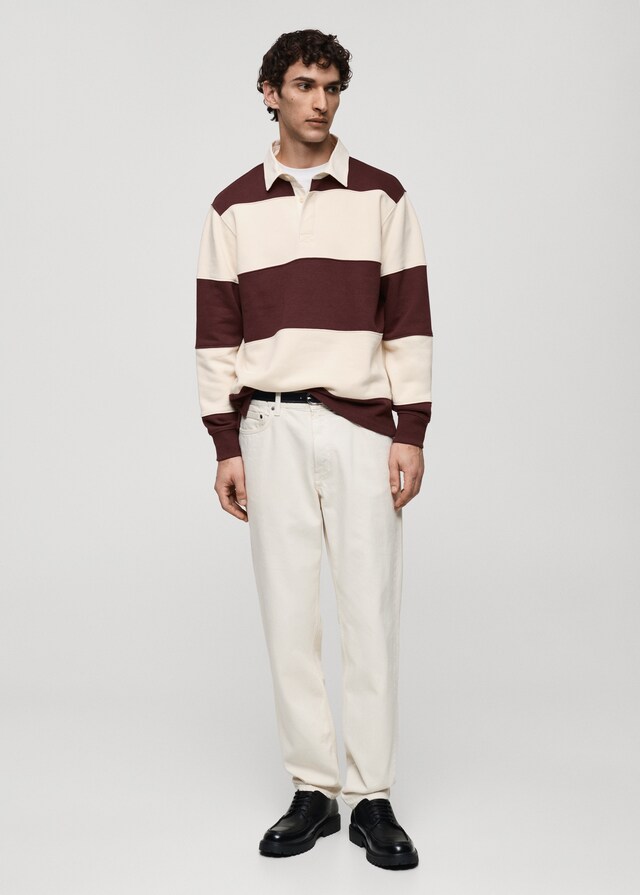 Mango Gestreiftes Polo-Sweatshirt aus Baumwolle Vierteljährliche Förderung