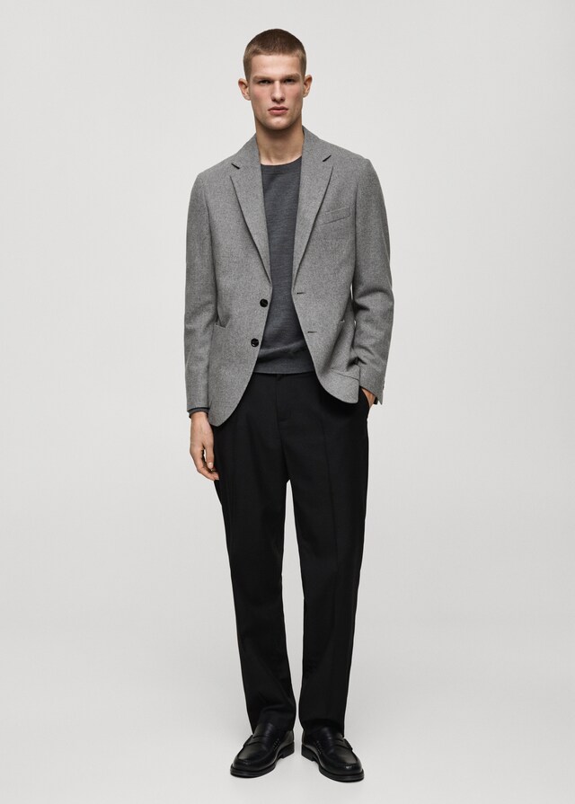 Mango Slim Fit-Wollblazer mit Hahnentrittmuster Clearance-Verkauf
