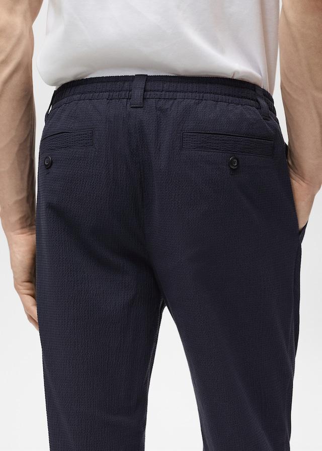 Mango Seersucker-Baumwollhose Schlussverkauf