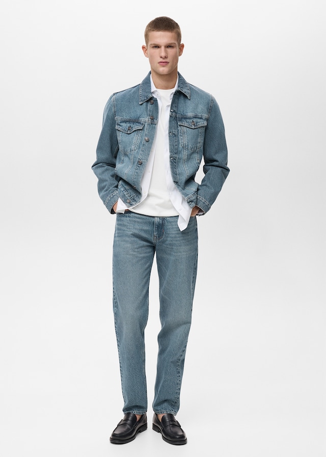 Mango Jeansjacke in Used-Optik Fabrikverkauf