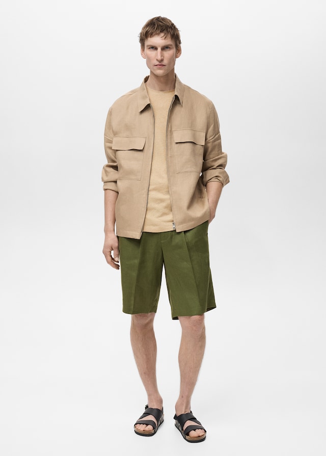 Mango Jacke aus 100 % Leinen mit Taschen Fabrik Onlineshop