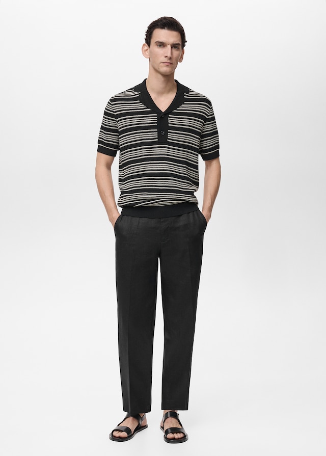 Mango Gestricktes Polo mit Streifen Fabrikpreis