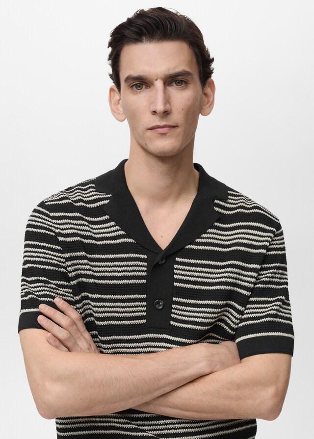 Mango Gestricktes Polo mit Streifen Fabrikpreis