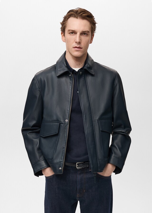 Mango Nappaleder-Jacke mit Taschen Exklusivangebot