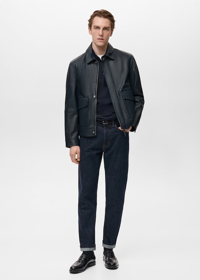 Mango Nappaleder-Jacke mit Taschen Exklusivangebot