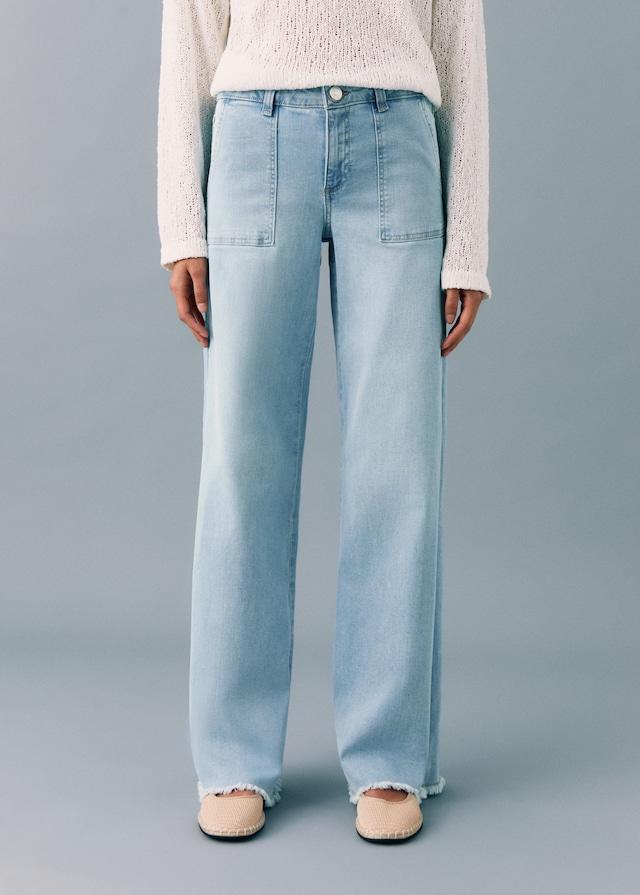 Mango Wideleg-Jeans mit ausgefranstem Saum Jubiläumsangebot
