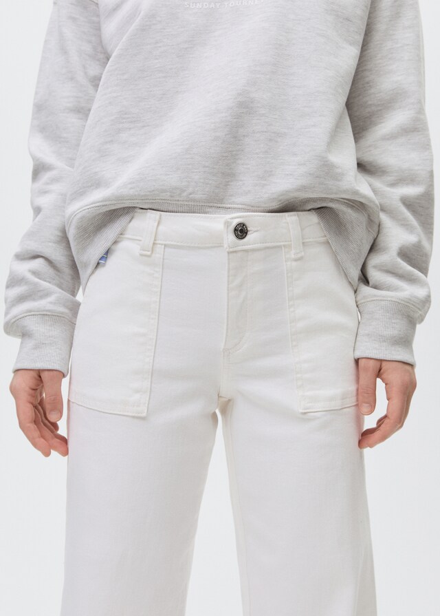 Mango Wideleg-Jeans mit ausgefranstem Saum Heißer Verkauf
