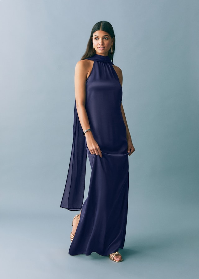 Mango Satiniertes Neckholderkleid Exklusive Angebote