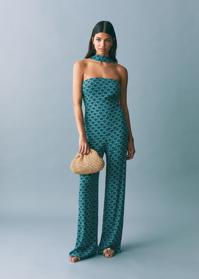 Mango Gemusterter Jumpsuit mit Schleife Blitzangebot