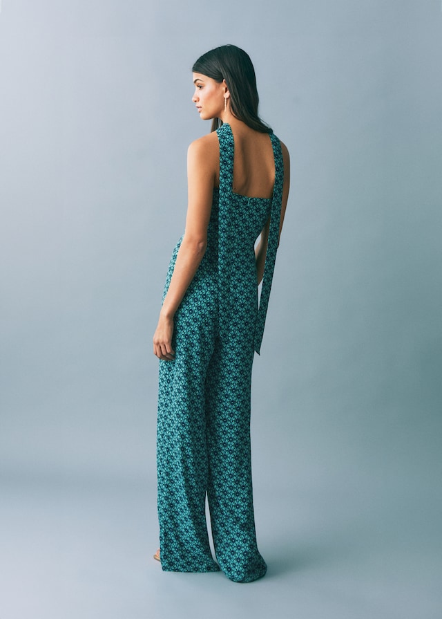 Mango Gemusterter Jumpsuit mit Schleife Blitzangebot