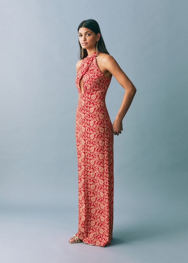 Mango Kleid mit Halfterkragen Große Rabatte