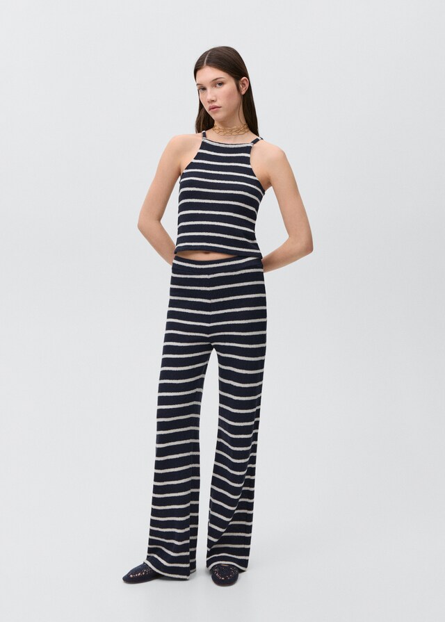 Mango Gestreiftes Neckholder-Top Super Sparpreis