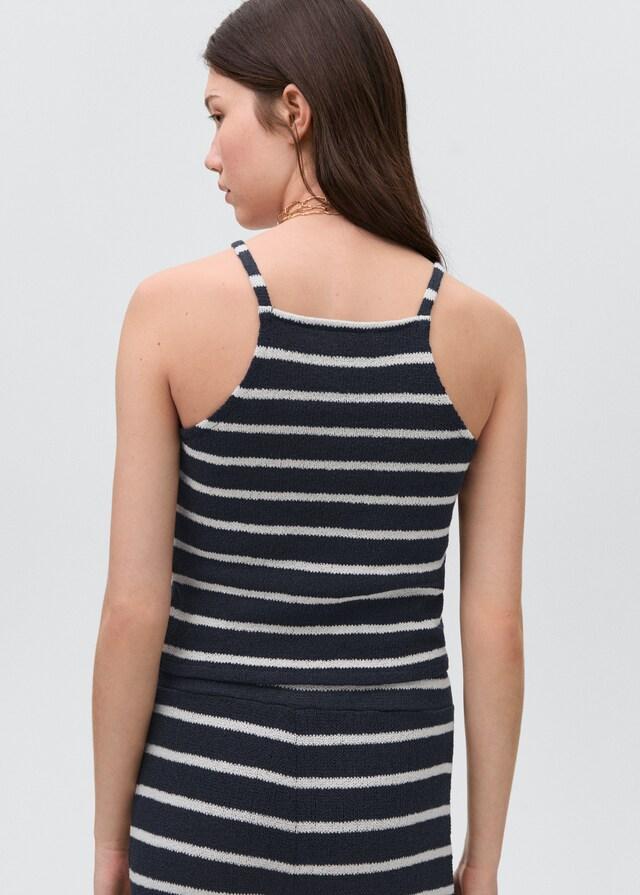 Mango Gestreiftes Neckholder-Top Super Sparpreis