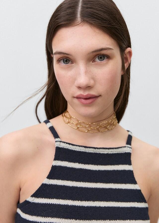 Mango Gestreiftes Neckholder-Top Super Sparpreis
