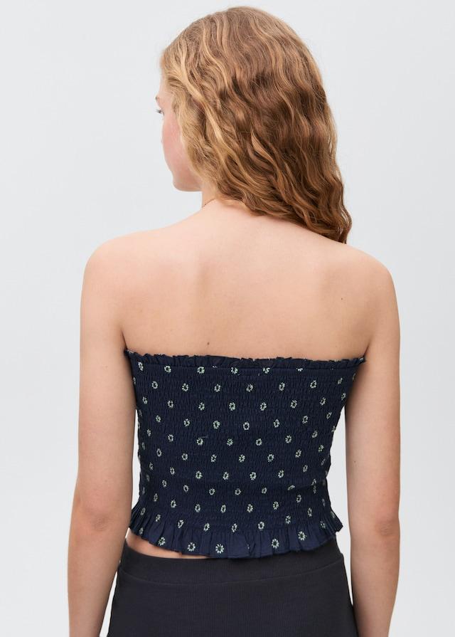 Mango Gemustertes Top mit Raffdetails Kostenlose Rückgabe
