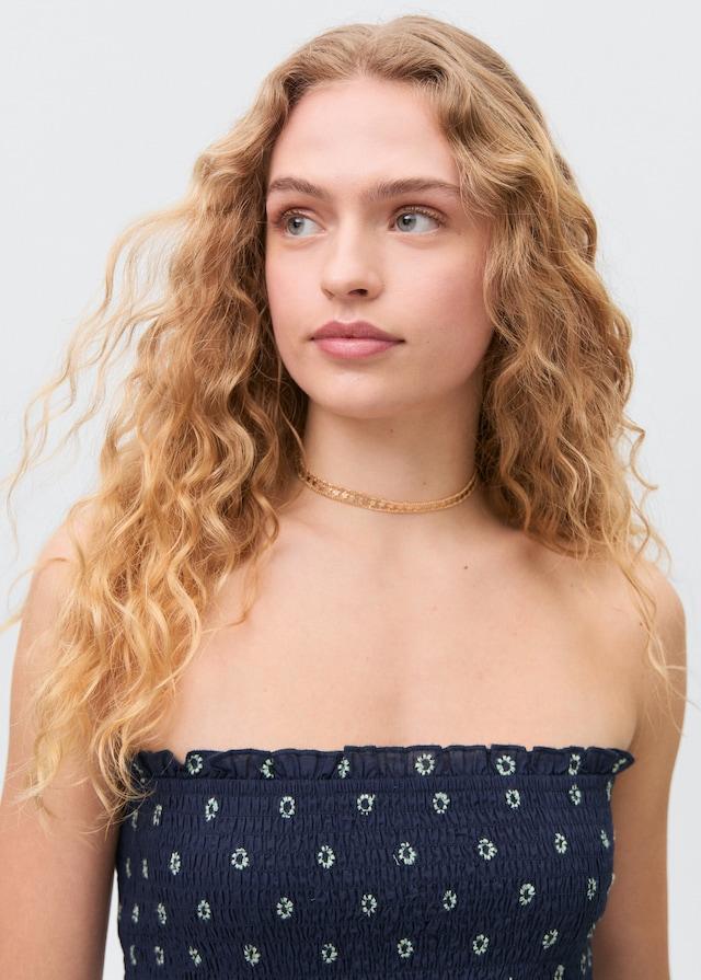 Mango Gemustertes Top mit Raffdetails Kostenlose Rückgabe