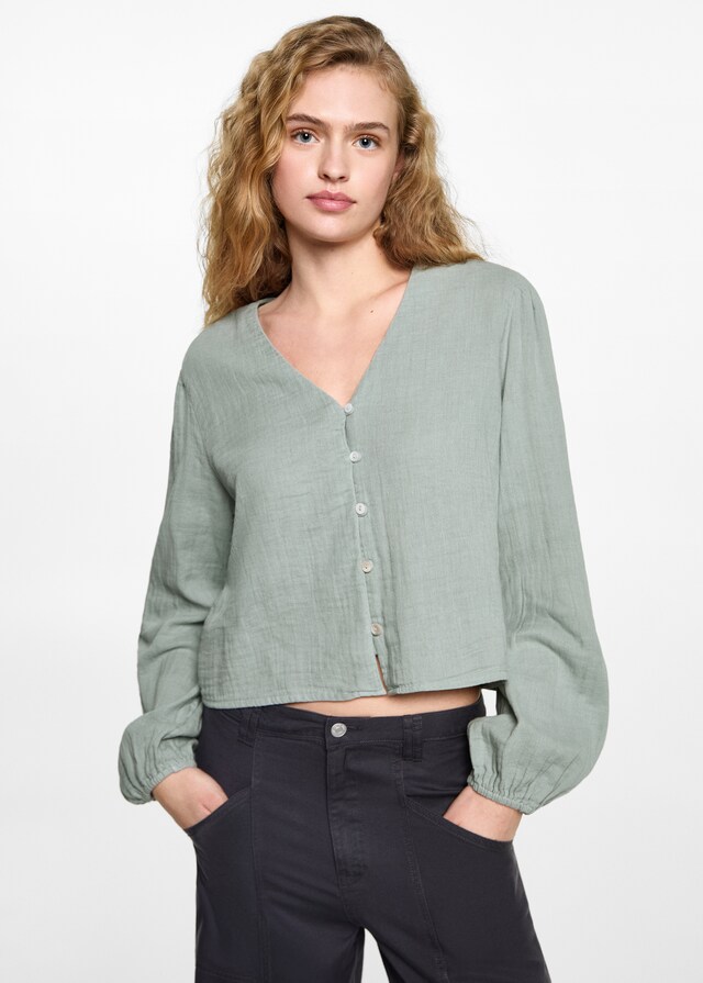 Mango Bluse mit V-Ausschnitt JETZT KAUFEN
