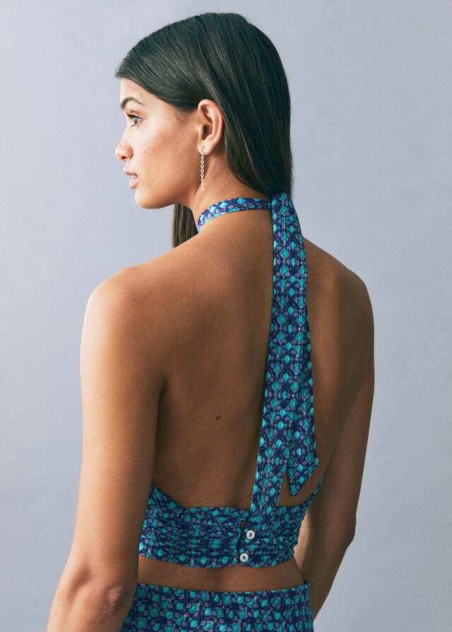 Mango Top mit Print und Halterkragen Letzter Tag