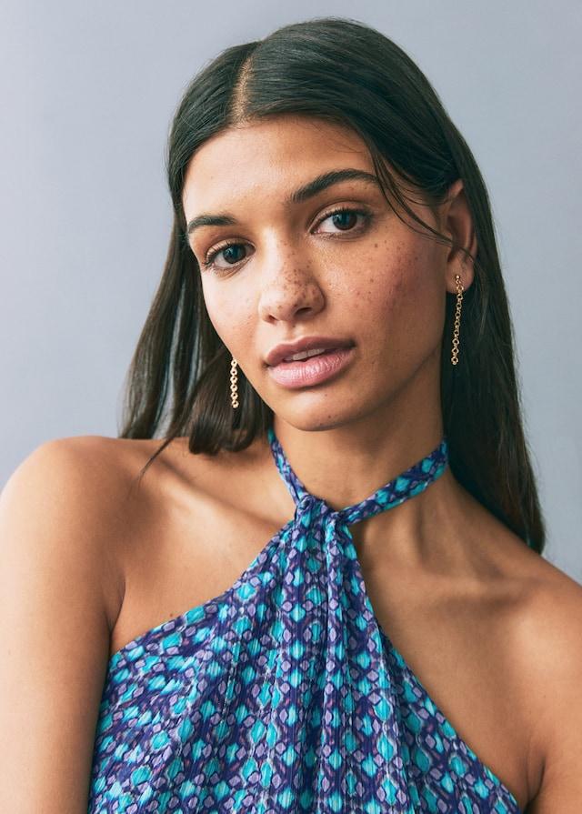 Mango Top mit Print und Halterkragen Letzter Tag
