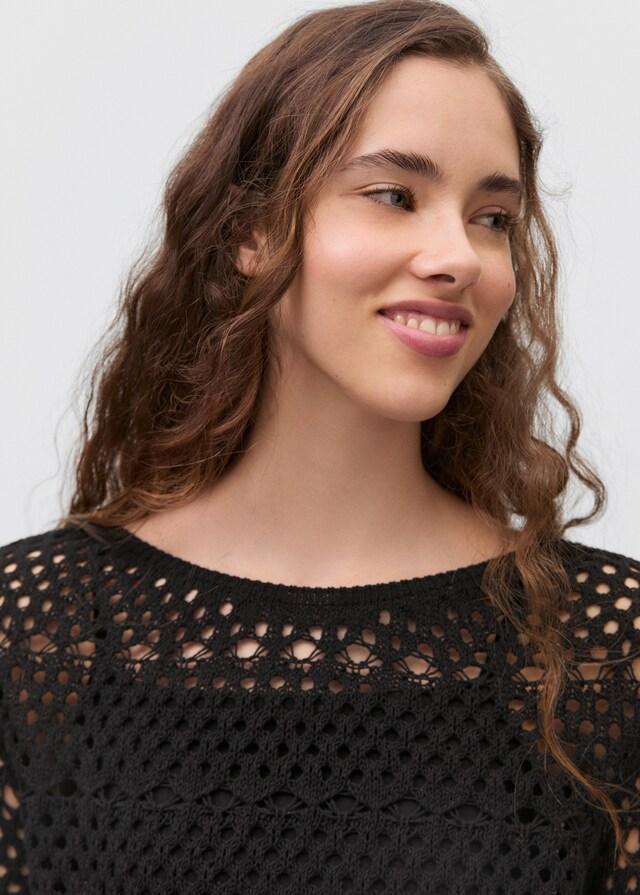 Mango Pullover mit Lochmuster und Fransendetail Sonderangebot der Fabrik