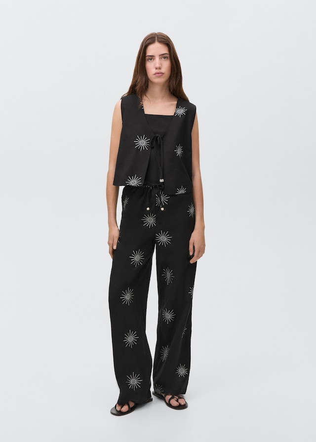 Mango Lange Hose mit Stickdetails Online