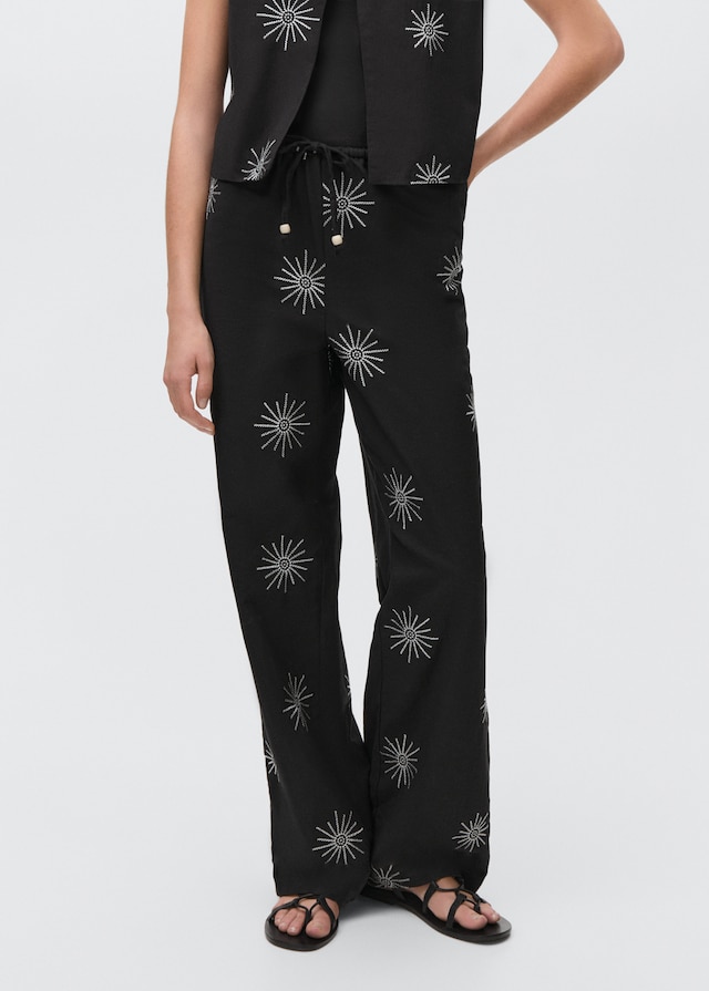 Mango Lange Hose mit Stickdetails Online