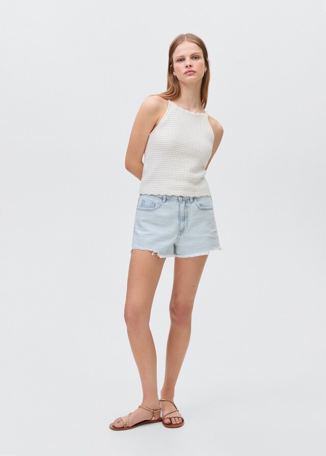 Mango Jeansshorts mit Zierrissen Sonderangebot
