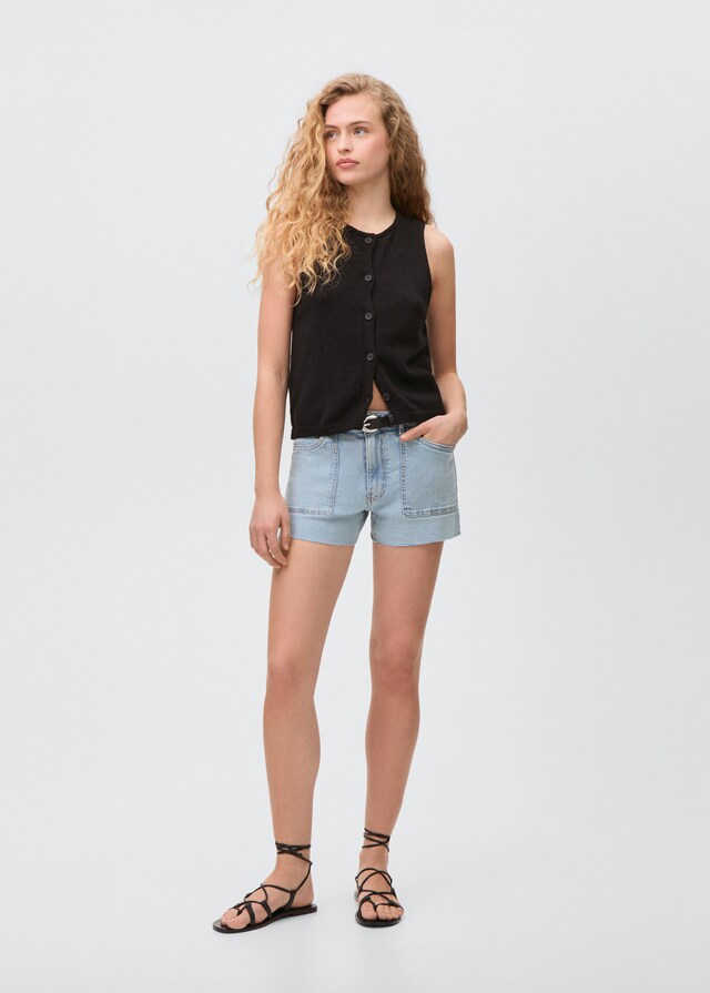 Mango Jeansshorts mit ausgefranstem Saum Rabatt