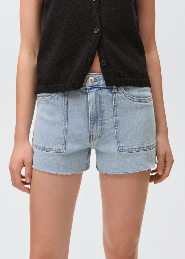 Mango Jeansshorts mit ausgefranstem Saum Rabatt