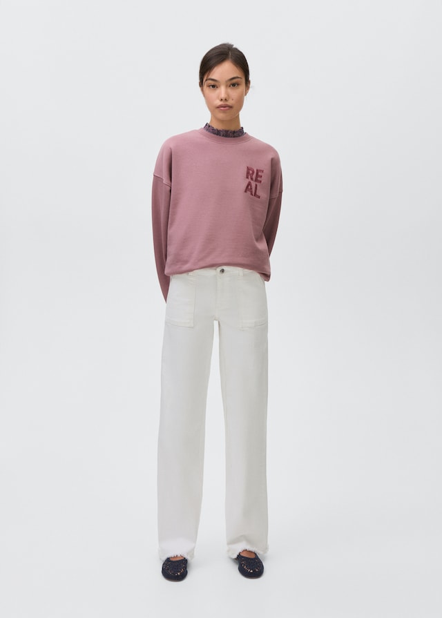 Mango Sweatshirt mit aufgesticktem Schriftzug Versandkostenfrei