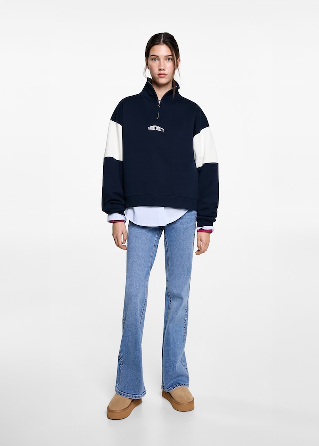 Mango Sweatshirt mit Zip und Schriftzug Flash Sale