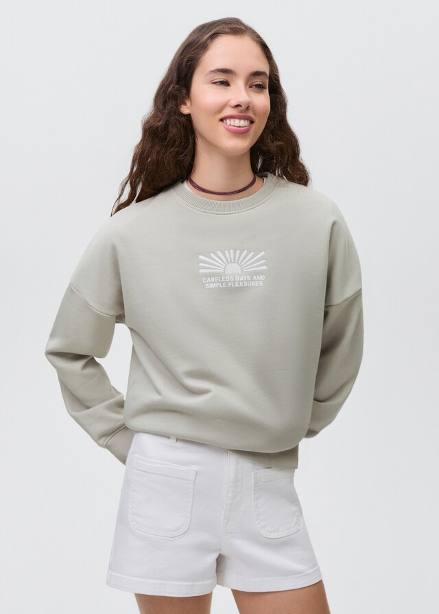Mango Gemustertes Baumwoll-Sweatshirt Begrenztes Angebot