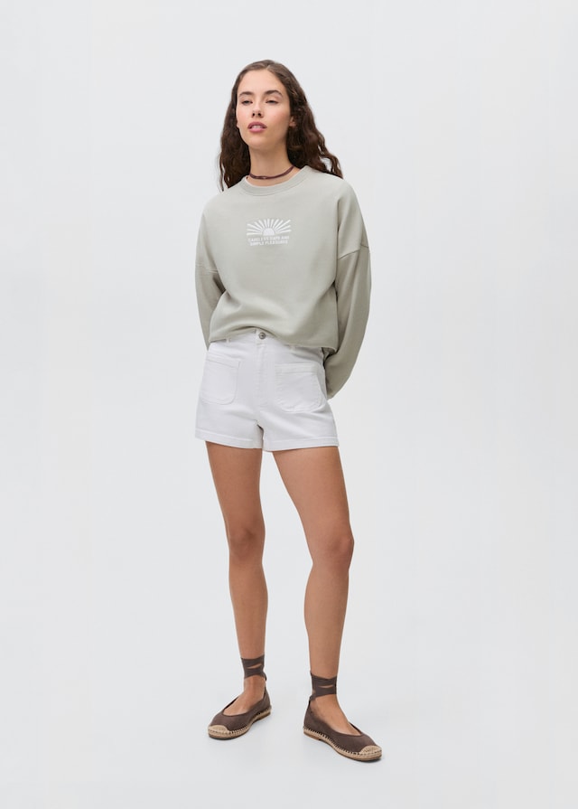 Mango Gemustertes Baumwoll-Sweatshirt Begrenztes Angebot