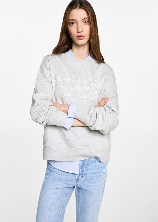 Mango Gemustertes Baumwoll-Sweatshirt Online Shopping