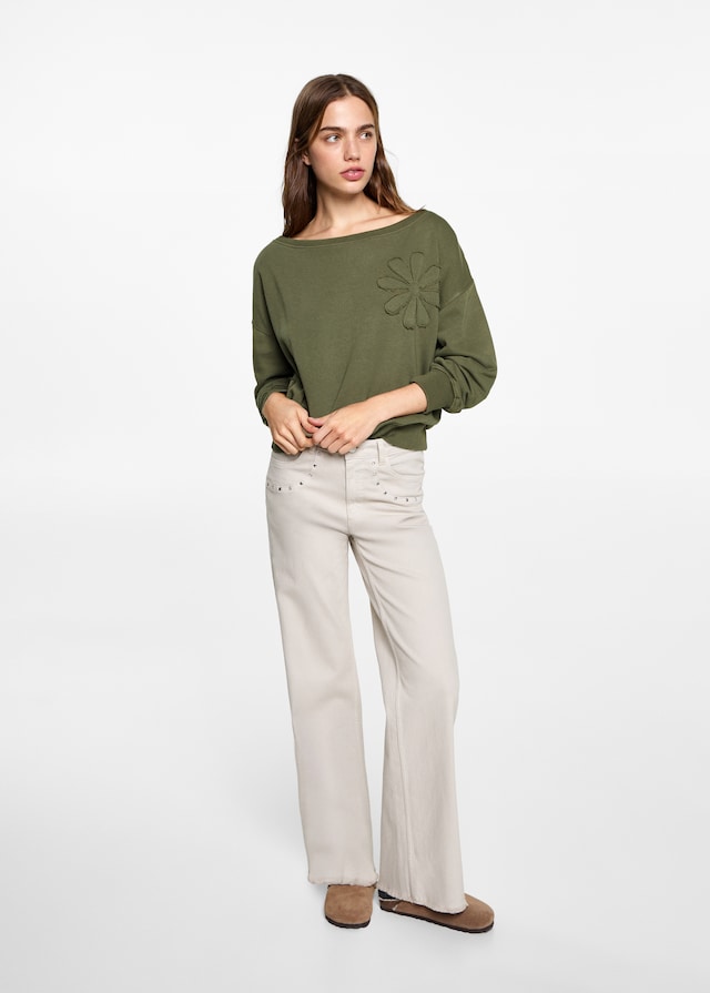 Mango Sweatshirt mit floraler Stickerei Preisnachlass