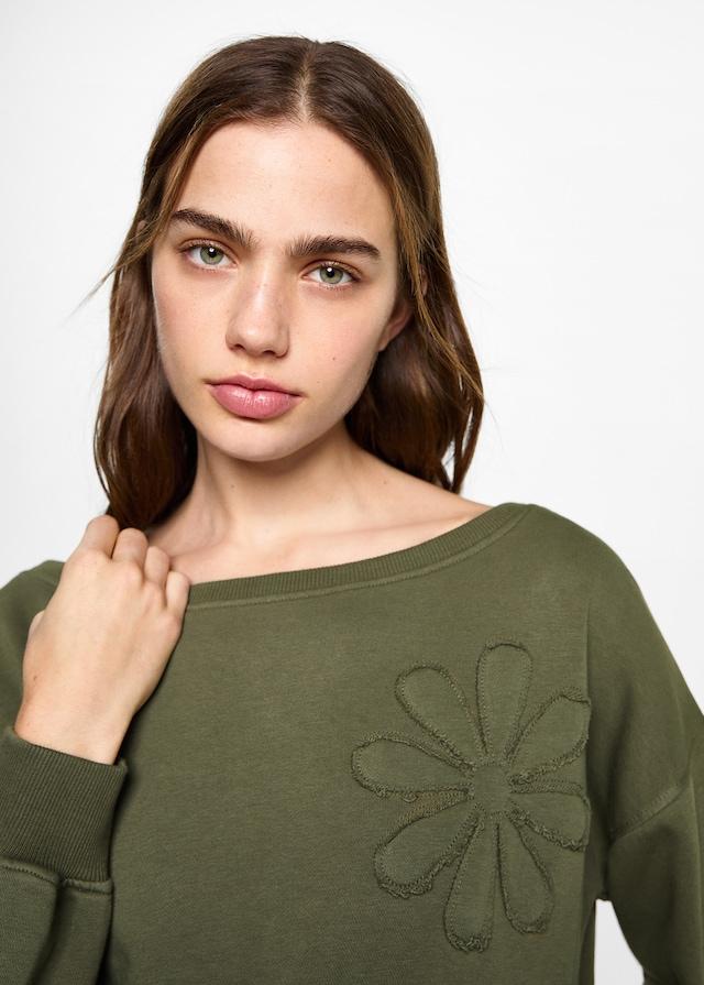 Mango Sweatshirt mit floraler Stickerei Preisnachlass