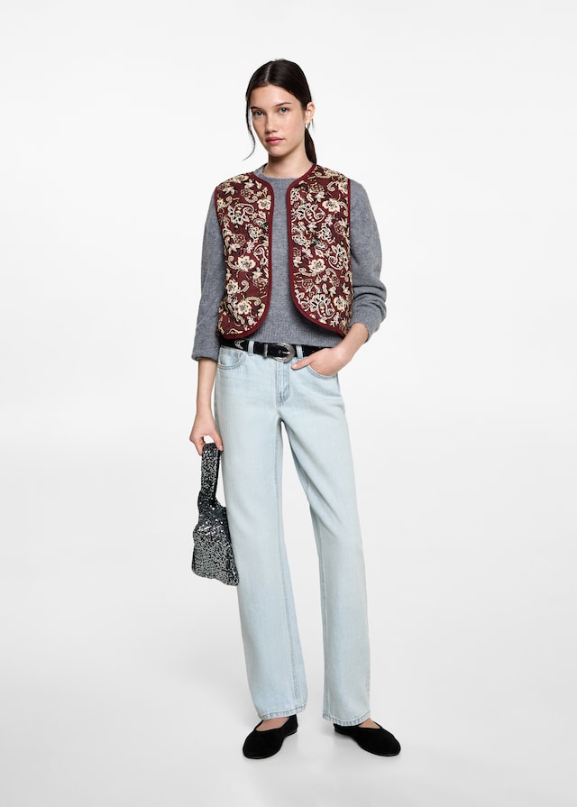 Mango Gemusterte Crop-Weste Black Friday