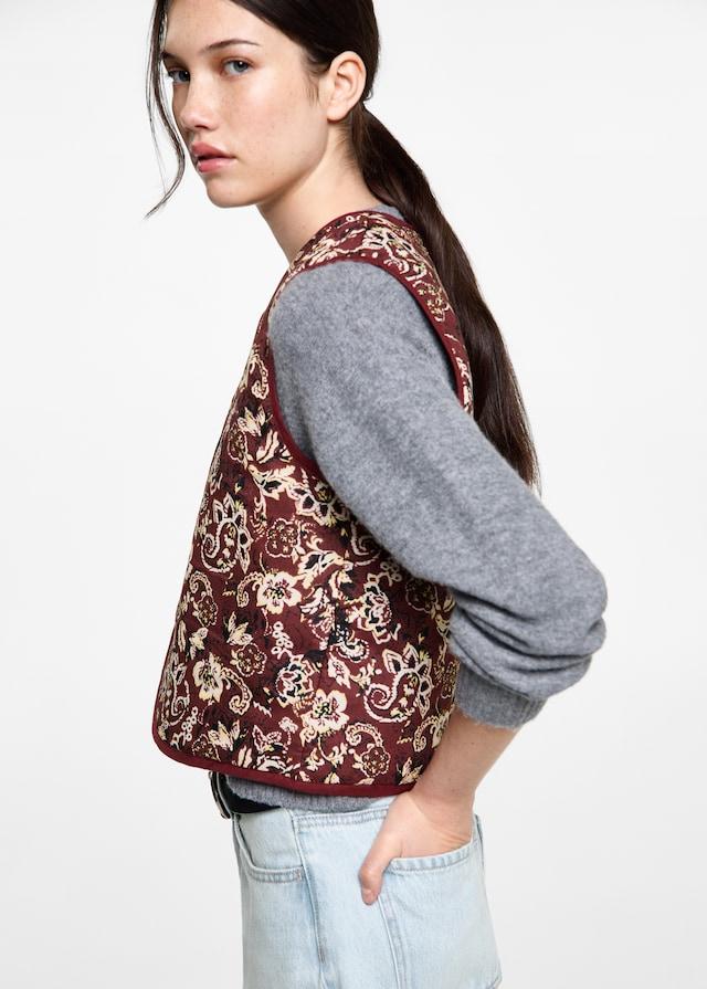 Mango Gemusterte Crop-Weste Black Friday