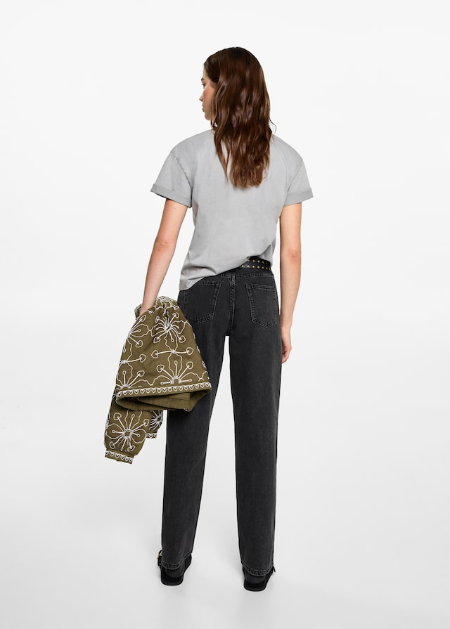 Mango Gerade Jeans mit geflochtenen Schlaufen Rabatt